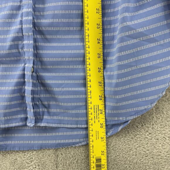 LL Bean Top Womens XL Blue Striped Button Up Notch Neck Roll Tab Sleeves Tunic - Picture 14 of 16